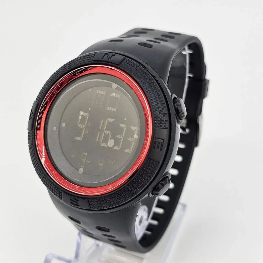 Men's Negative Display Digital Sports Watch 50MM Black Case‎ Plastic Bands